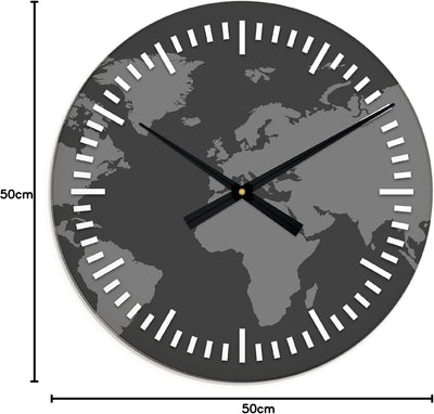 ARTLAND Wanduhr ohne Tickgeräusche aus Glas Quarzuhr Ø 50 cm Rund Lautlos gross XXL Landschaften Lan