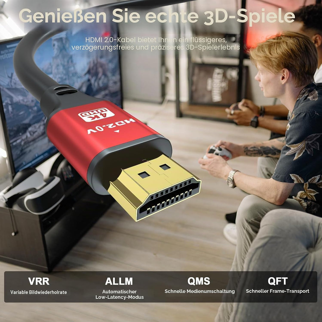 jojobnj 4K HDMI-Kabel, 20 m, High Speed HDMI 2.0 Kabel 4 K @ 60 Hz 18 Gbps, Ultra HD, Ethernet Audio