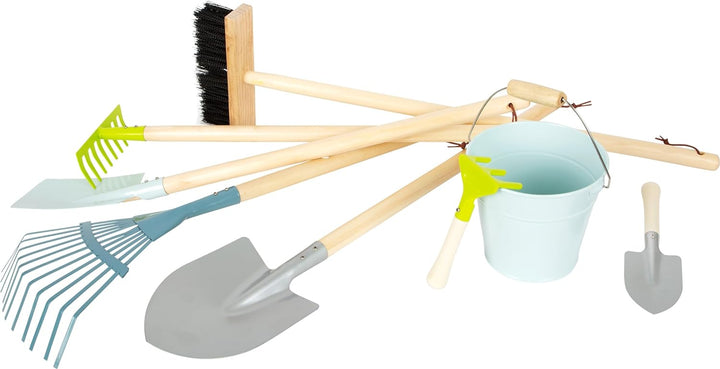 small foot Grosses Gartenwerkzeug-Set, Kindergeräte mit praktischen Schlaufen und in modernen Farben