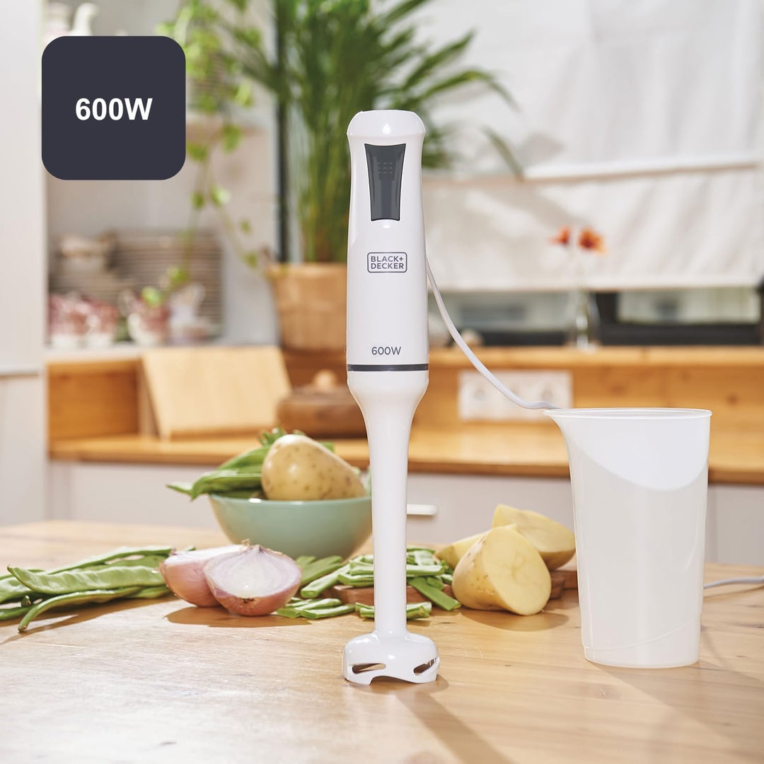 Black+Decker - Stabmixer BXHB500E 600W | Kompaktes und ergonomisches Design | Abnehmbarer Kunststoff