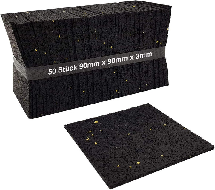 150 Stück - 3 mm 90 x 90 mm Terrassenpad, Terrassenpads, Gummigranulat, Terrassenbau (7er Pack (1050