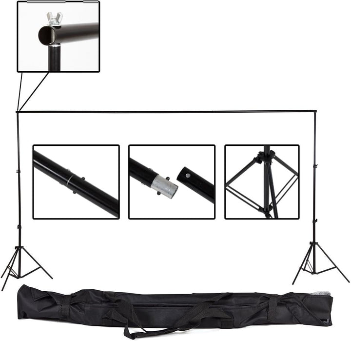 tectake® Teleskop Fotostudio Komplettset Hintergrundsystem inkl. Hintergrund 6x3 m + Tasche - Divers