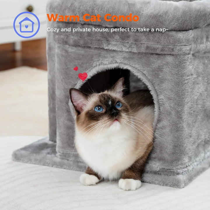 PAWZ Road Kleiner Katzenbaum, mehrstöckiger Katzenturm mit Sisal-überzogenem Kratzbaum, gemütlicher