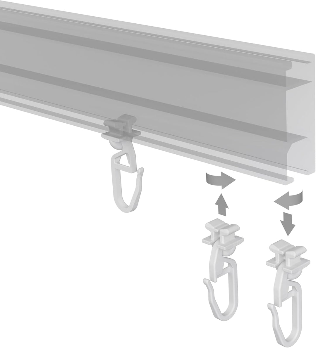 INTERDECO Dreh-Gleiter Drehfix für Innenlaufstangen/Innenlauf Gardinenstangen (300 Stück)