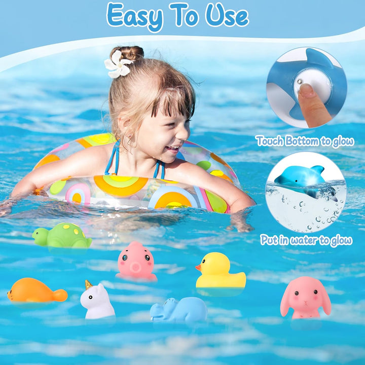 Leuchtendes Badespielzeug für Babys, 12er Pack Sensory Toys, Farbwechsel Badewannenspielzeug für 1-3