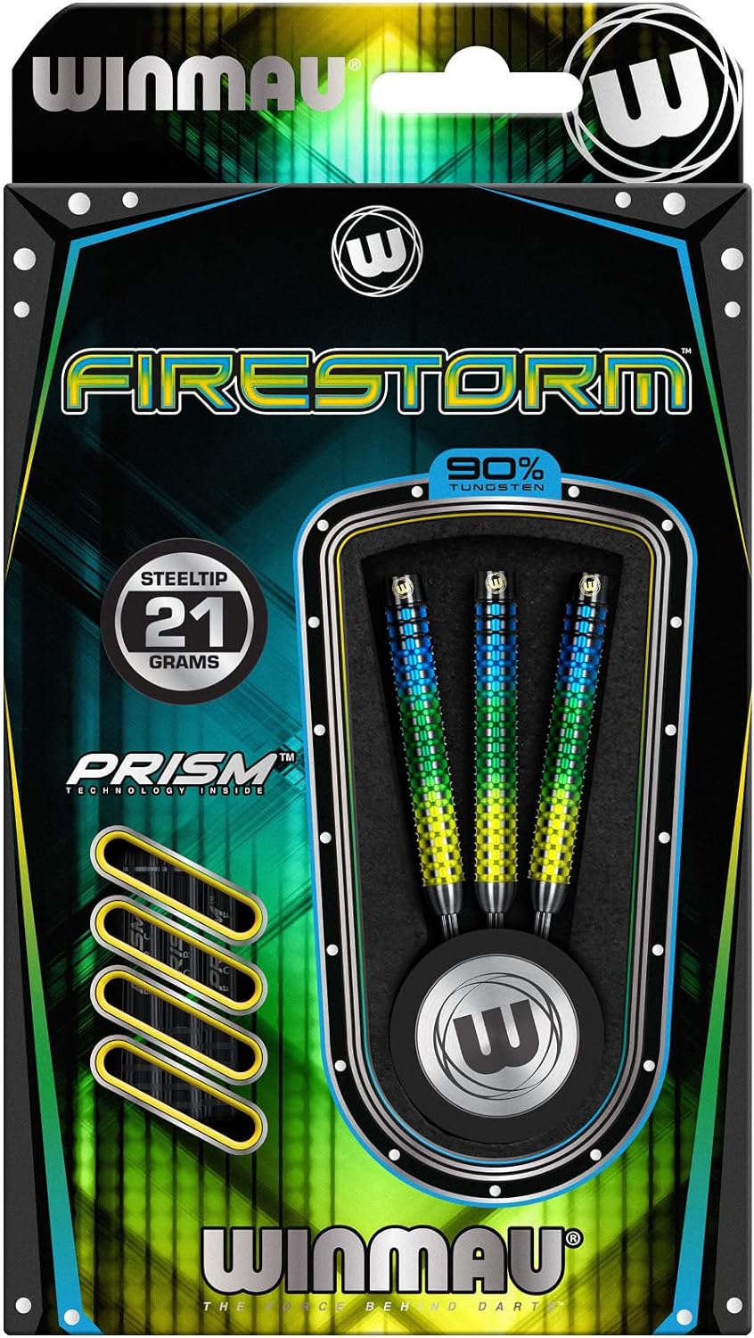 WINMAU Firestorm Profi Wolfram Steeltip Dartpfeile Set mit Flights und Schäfte 21g Steeltip, 21g Ste