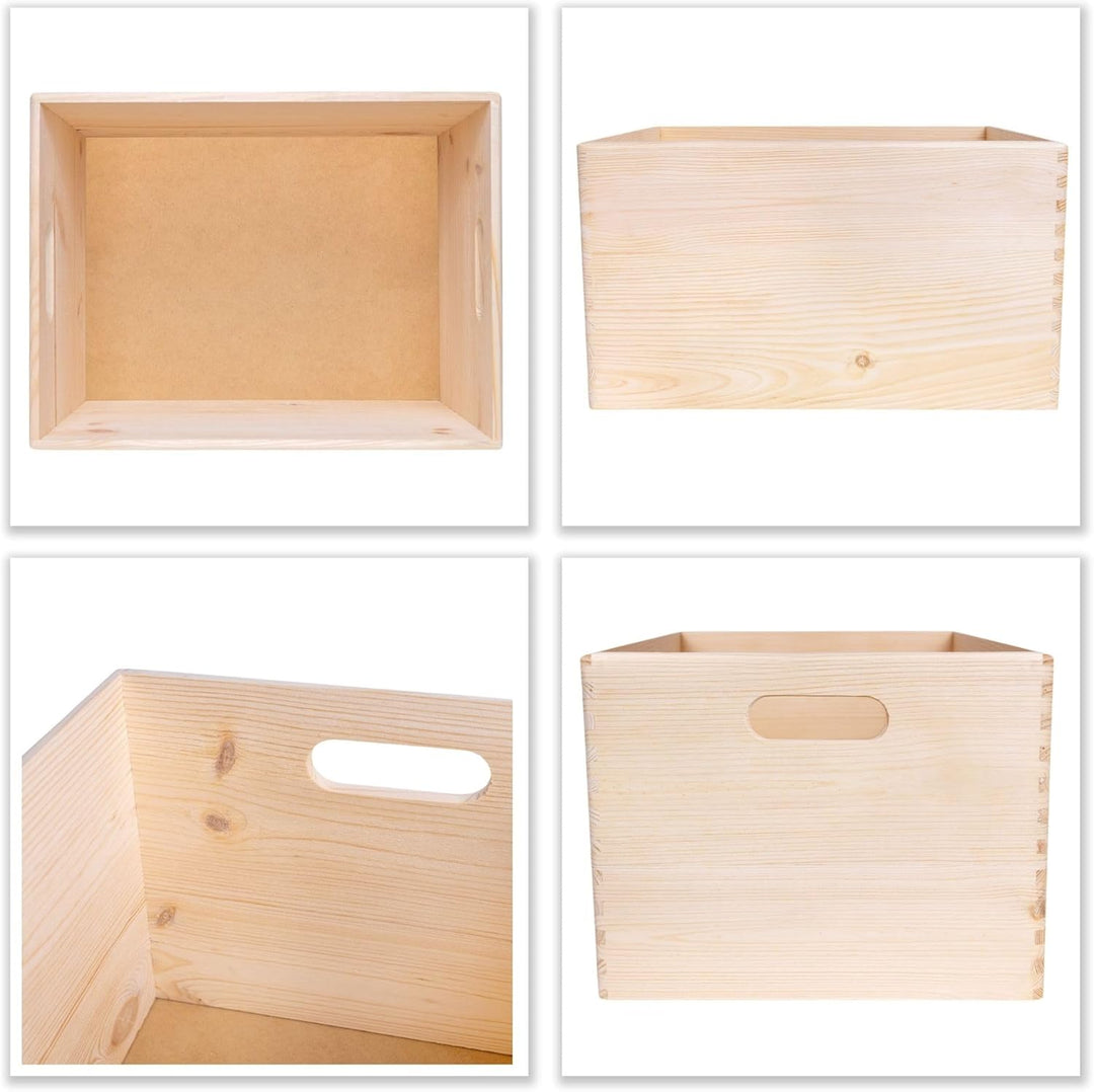 Creative Deco XXL Grosse Holzkiste Obstkiste Korb Ostern | 40x30x24cm (+/-1cm) | mit Griffen ohne De
