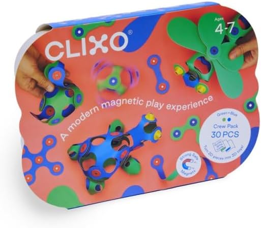 Clixo Crew Pädagogisches Spielzeug für Kinder ab 4 Jahren, Spielzeug Set mit magnetischen Bausteinen
