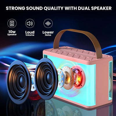BONAOK Karaoke Anlage mit 2 Mikrofonen, Bluetooth Mikrofon Mit Lautsprecher, Tragbare Karaoke Maschi