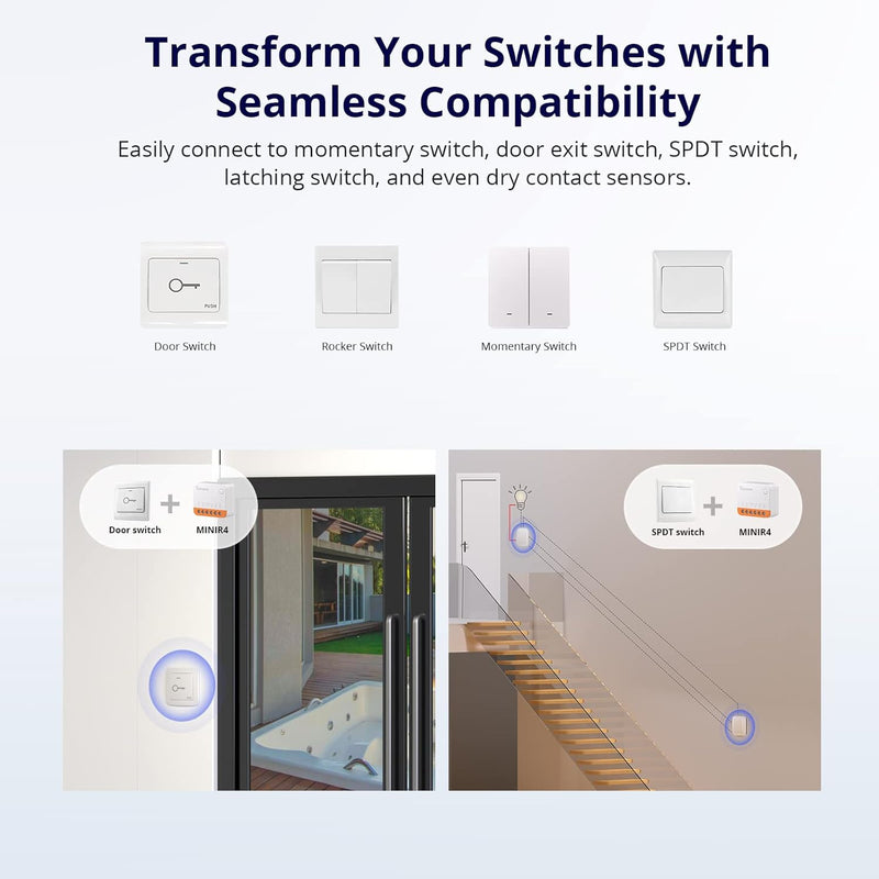 SONOFF MINIR4 Smart Wlan Schalter 3PCS 2 Wege - WiFi Lichtschalter Neutralleiter erforderlich, Relay