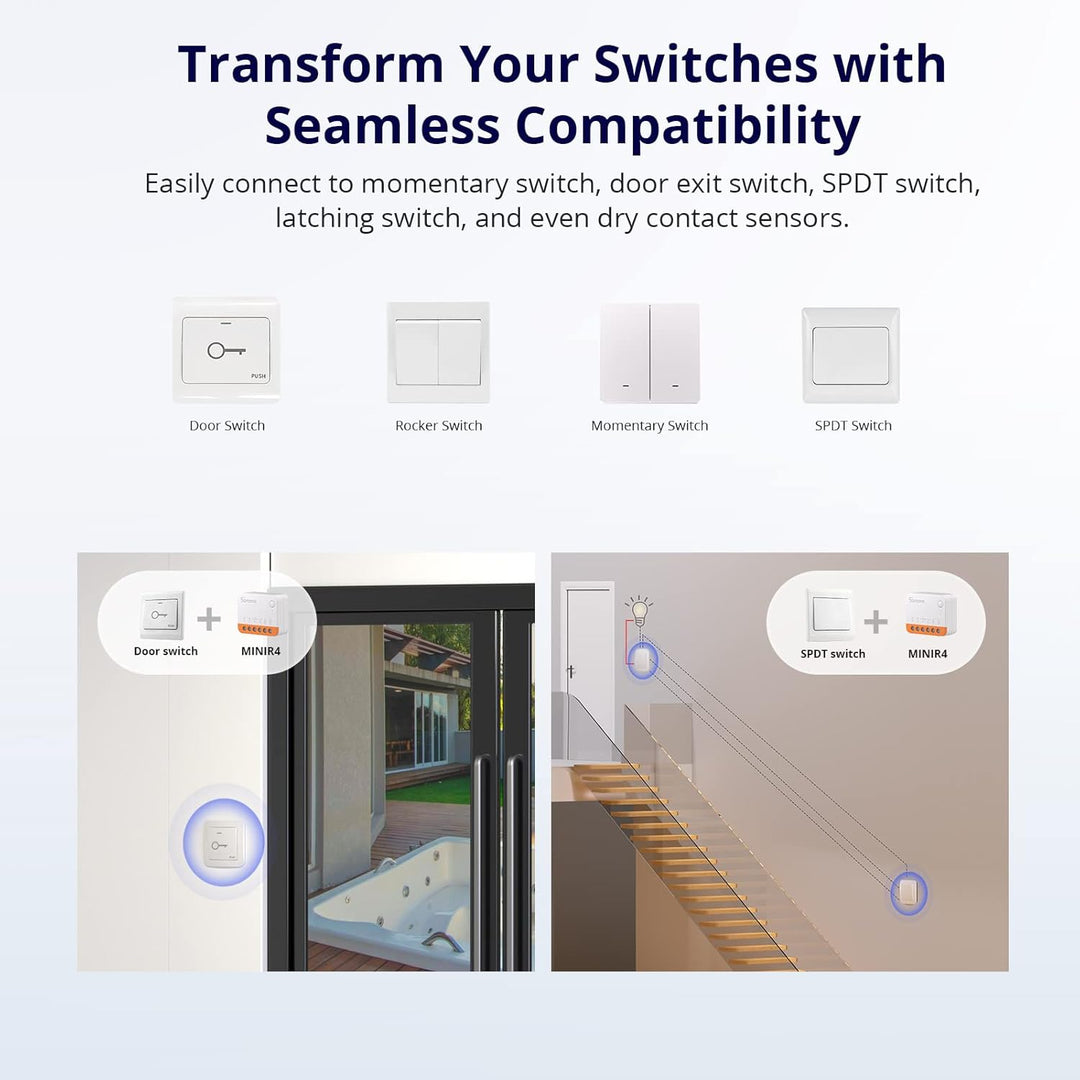 SONOFF 2PCS MINIR4 Smart Wlan Schalter, WiFi Schalter mit Timing-Funktion, Relay Split Mode, 2.4G Wi