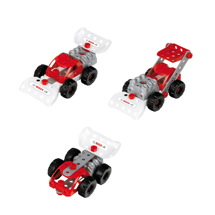 Theo Klein 8793 Bosch 3 in 1: Konstruktions-Set Racing Team | Zum BAU verschiedener Rennfahrzeuge I
