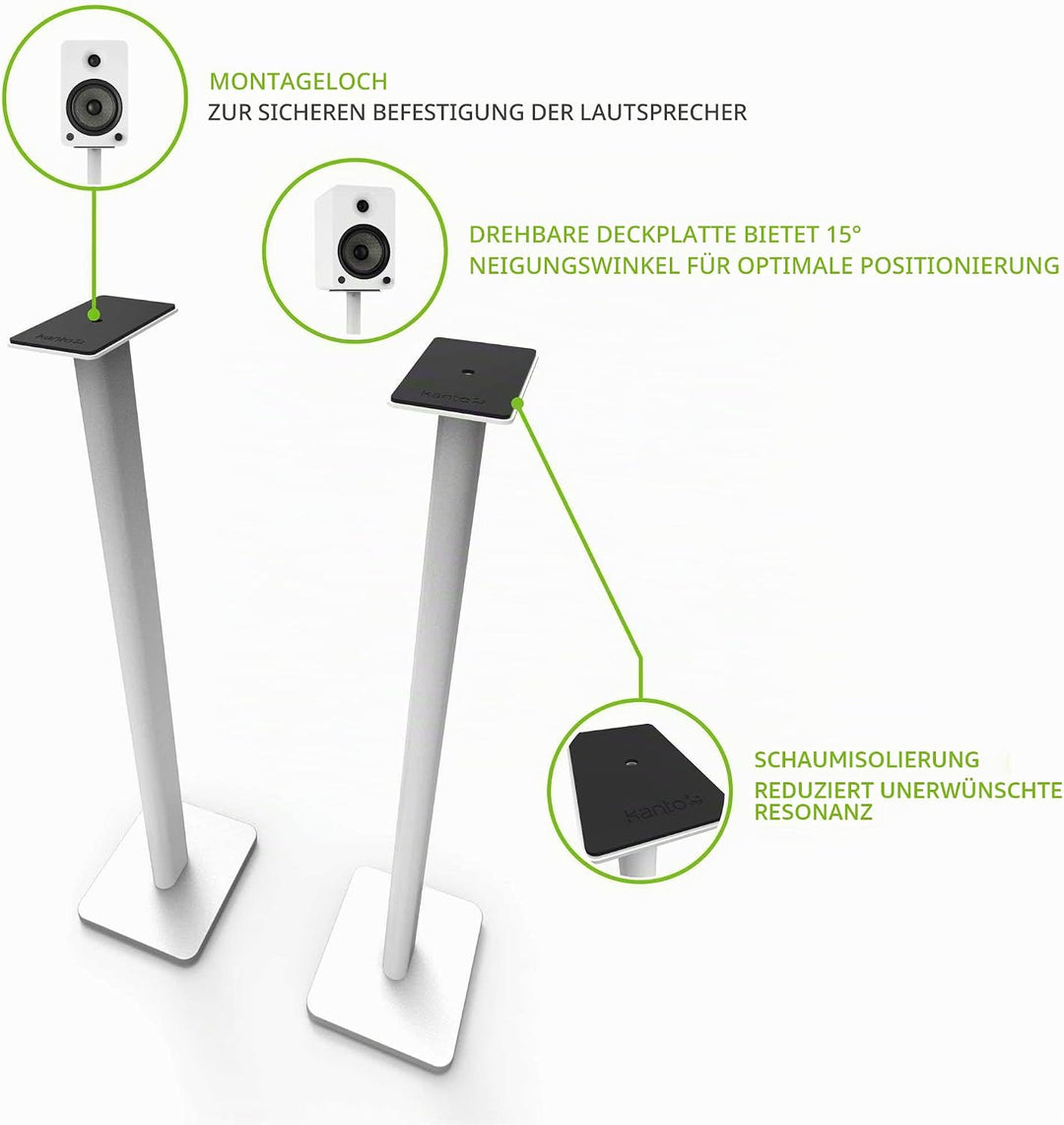 Kanto SP32PLW 32" Speaker Floor Stands | Designed for Medium to Large Bookshelf Speakers | Heavy Ste