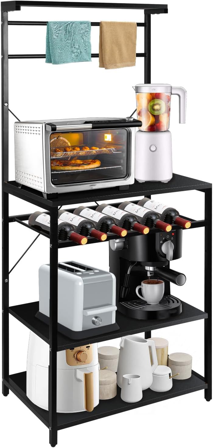 LANTUS Küchenregal, Kaffeebar mit Arbeitsplatte, Halterung für Mikrowelle, Organizer für Küche, für