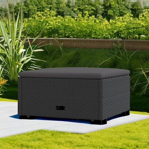 vidaXL Gartenhocker, Sitzhocker mit Kissen, Modular Hocker für Garten Terrasse, Fusshocker Rattanhoc