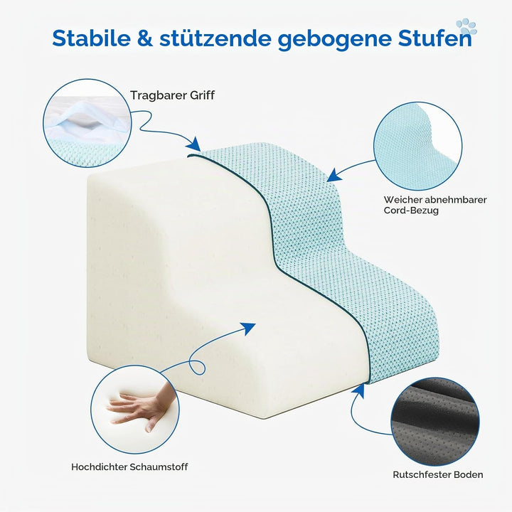 Hundetreppe für kleine Hunde, 2 Stufen 30cm Hoch Haustiertreppe, Waschbar rutschfest, Katzentreppe f