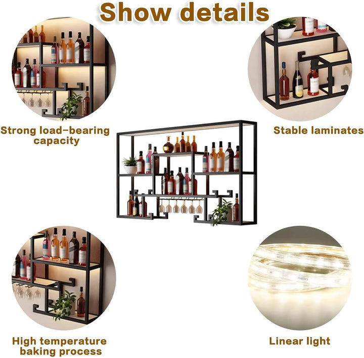 Generisch Modernes Metall Weinregal Wand, Bar Regale Wand Bar Einheit Floating Shelves Eisen Wine Ra