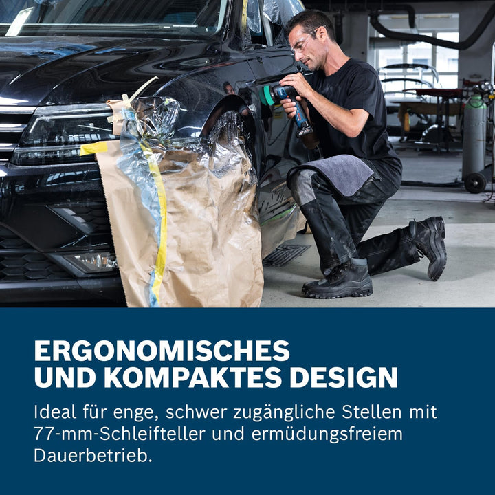 Bosch Professional 12V System Akku-Polierer GPO 12V-77 (inkl. montiertem 77 mm Klett-Stützteller, 77