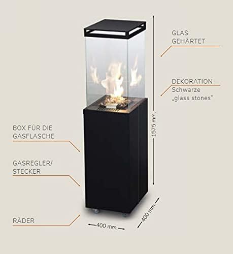 TermaTech Skagen Outdoor Gasfeuerstelle schwarz Gaskamin Gartenkamin