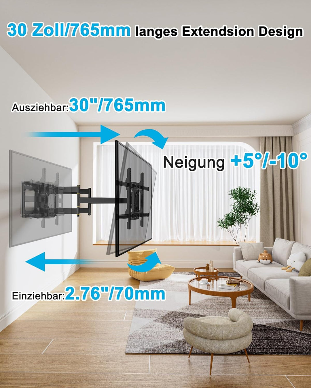 FORGING MOUNT TV Wandhalterung Halterung mit 6 Starker Arme Schwenkbare Neigbare Vollbewegung Doppel