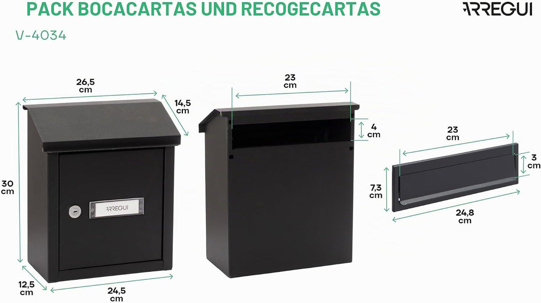 ARREGUI V4034 Komplettes Durchwurfbriefkasten Pack. Einwurfblende + Mauerdurchwurf Briefkasten. Brie