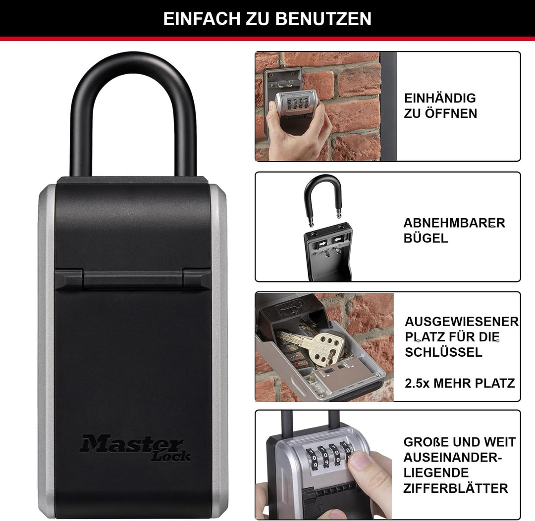 Master Lock Schlüsseltresor mit neuem innovativen Design, Bügel, grossem Fassungsvermögen, hoher Sic