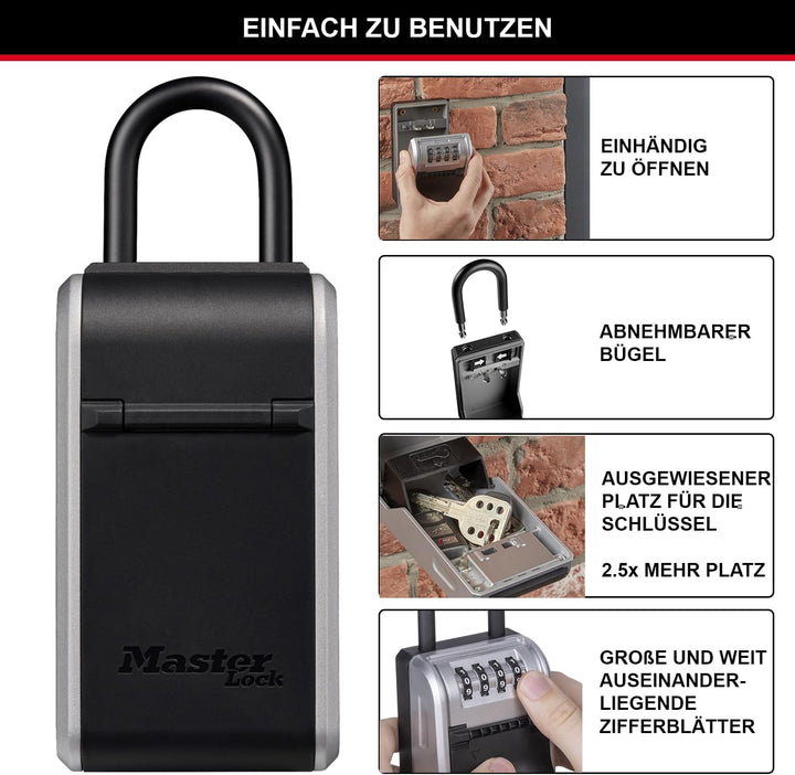 Master Lock Schlüsseltresor mit neuem innovativen Design, Bügel, grossem Fassungsvermögen, hoher Sic