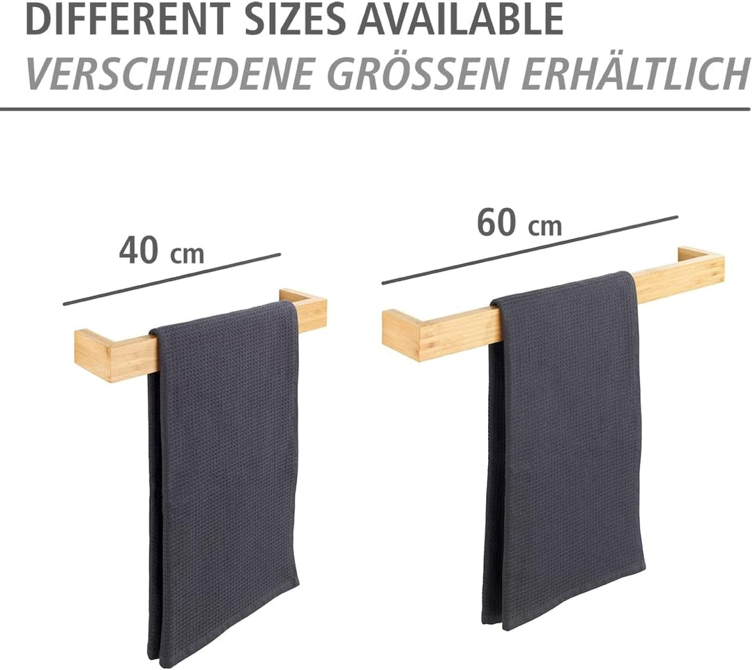 WENKO Handtuchstange Mod. Bambusa, Handtuchhalter aus Bambus, Moderne Wanddekoration, Aufhängung für