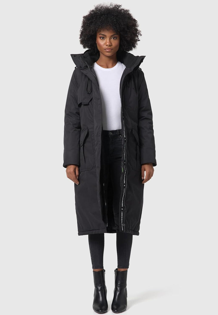 Navahoo Damen Wintermantel Warmer Parka lang mit hohem Kragen und weicher Kapuze Hokulanii XS-XXL XS