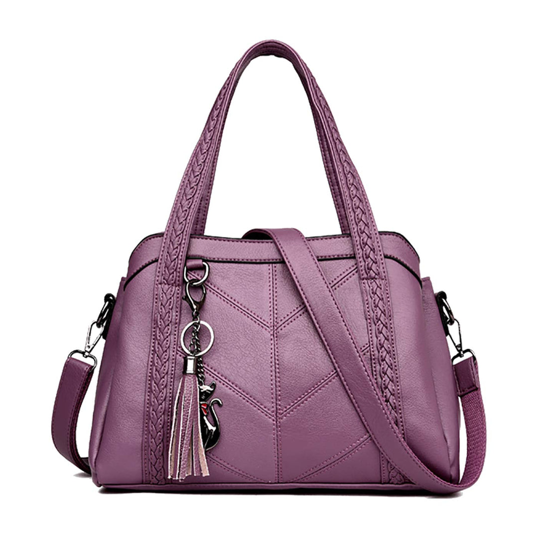 Damen Hobo Schultertasche Tasche mit Schultergurt Umhängetasche Handtasche aus PU-Leder EINWEG Lila,