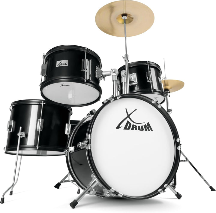 XDrum Junior Pro Kinder Schlagzeug Black - geeignet von 5-9 Jahren - Drumset mit komplettem Zubehör