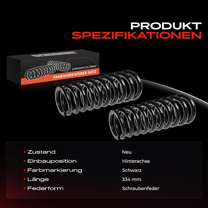 Frankberg 2x Federn Fahrwerksfeder Hinterachse Kompatibel mit W124 E200 E220 E250 E280 1993-1995 S12