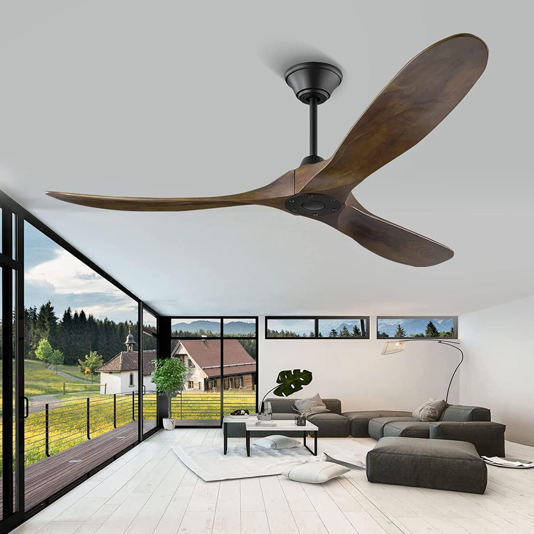 52 Zoll Retro Holz Deckenventilatoren, 6-Gang leiser Deckenventilator mit Inverter Fernbedienung, In