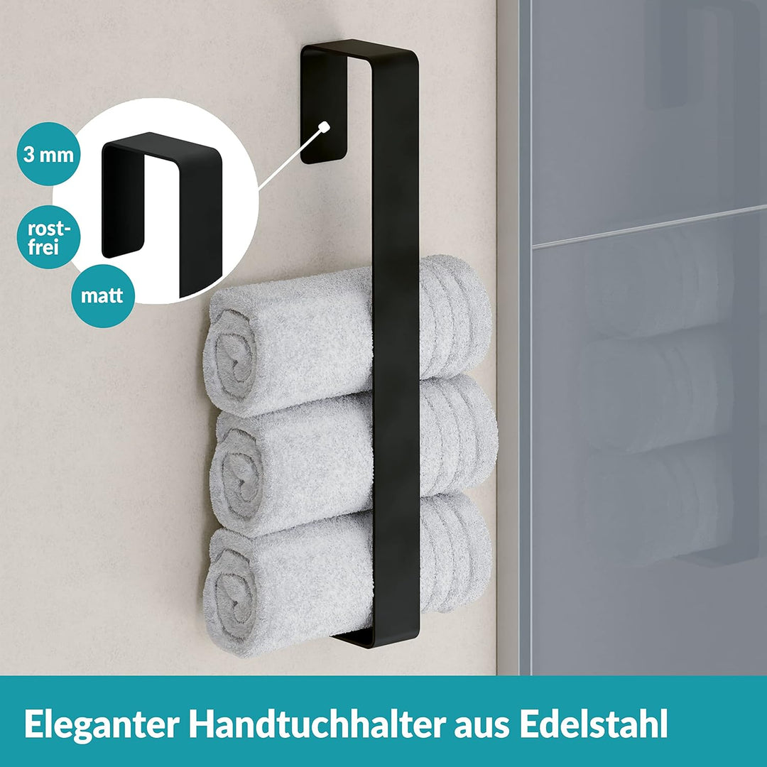 WEISSENSTEIN Handtuchhalter ohne Bohren - Edelstahl - Gästehandtuchhalter - schwarz Senkrecht 45cm S