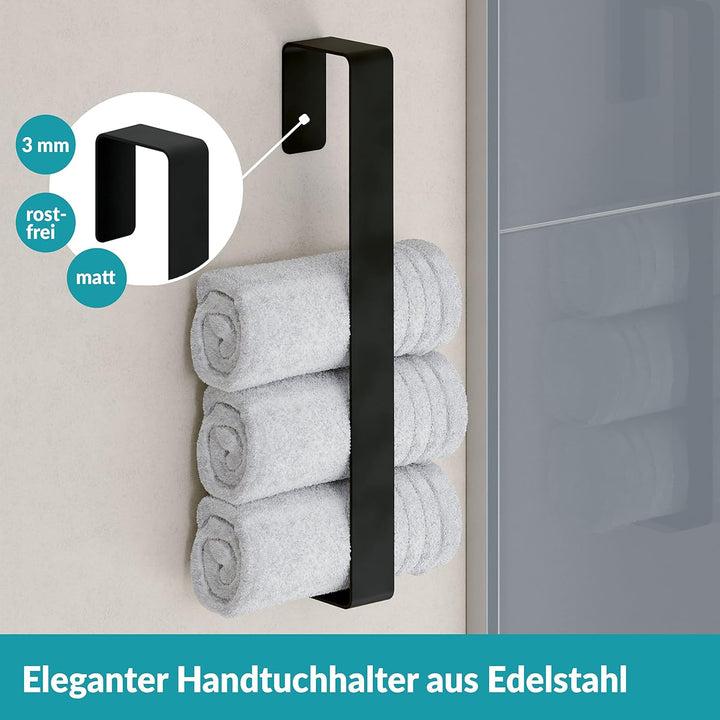 WEISSENSTEIN Handtuchhalter ohne Bohren - Edelstahl - Gästehandtuchhalter - schwarz Senkrecht 45cm S