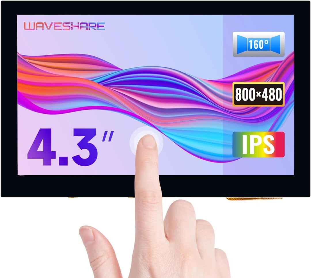 Waveshare 4.3inch LCD Capacitive Touch Display for Raspberry Pi 4B/3B+/3A+/3B/2B/B+/A+ 800×480 IPS W