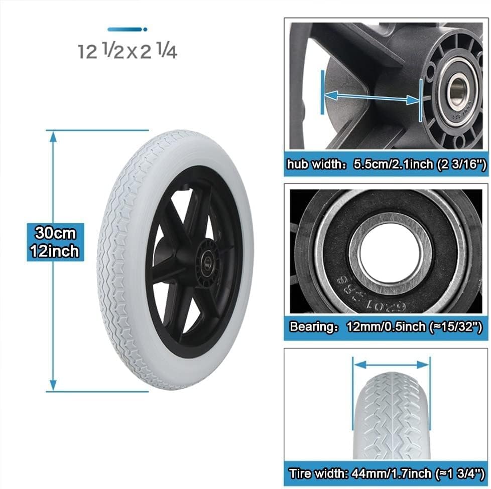 12 Zoll Rollstuhl-Hinterrad, Komplettrad, Ersatzrad, Robuster 12 1/2 x 2 1/4 Zoll Fahrradreifen Viel