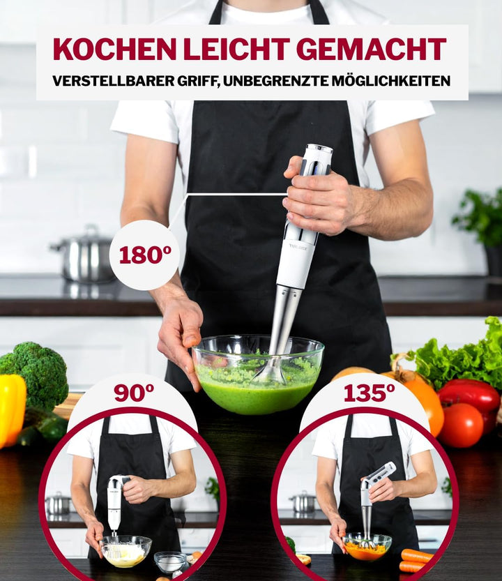 Turmix Stabmixer Kabellos Edelstahl CX 422 - Kabelloses Stabmixer Set mit Mixbecher, Multizerkleiner