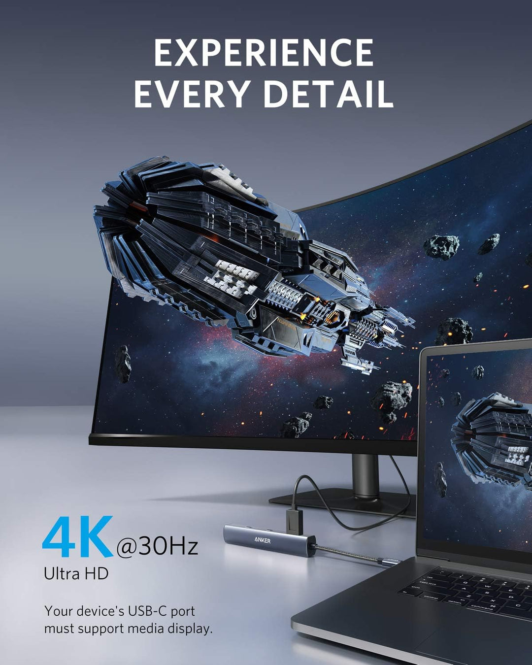 Anker PowerExpand 6-in-1 Ethernet Adapter, PD Hub, 65 PD, 4K HDMI, 1Gbps Ethernet, Daten, 2 USB 3.0