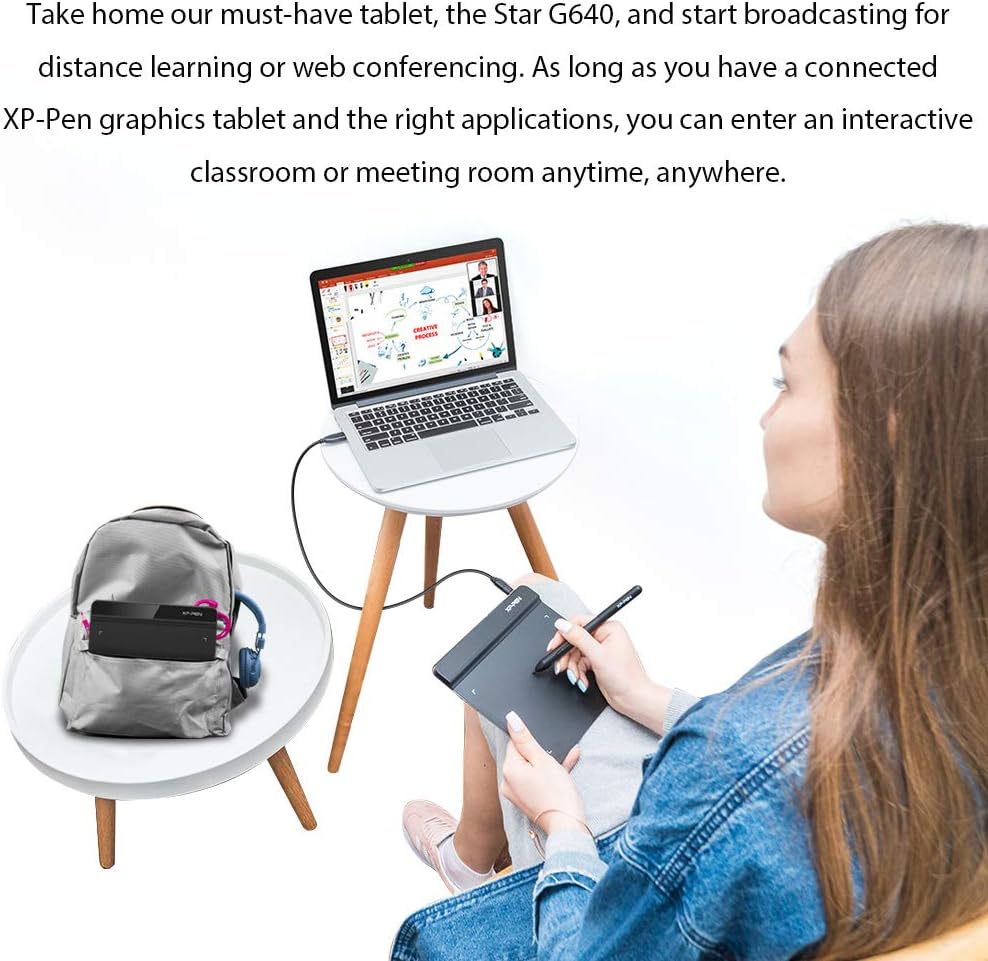 XP-PEN G640 Grafiktablett 6 x 4 Zoll Stift Tablet zum Zeichnen mit 20 Ersatzspitzen OSU Spiel Pen Ta