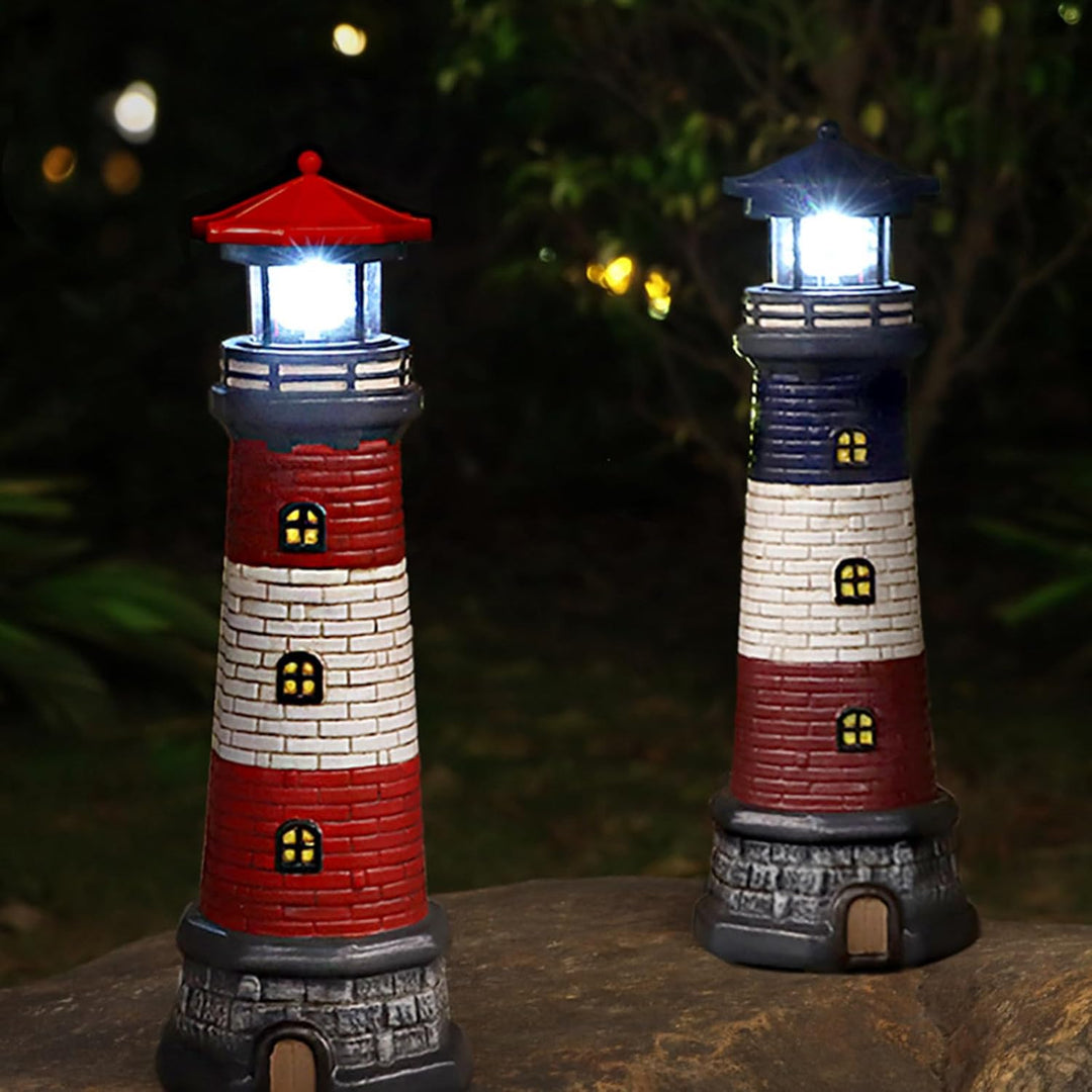 Solarbetriebene Leuchtturm Wasserdicht mit Rotierenden Leuchtfeuer Leuchtturm Solarleuchten für Hof