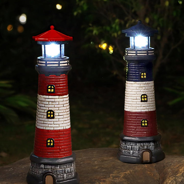 Solarbetriebene Leuchtturm Wasserdicht mit Rotierenden Leuchtfeuer Leuchtturm Solarleuchten für Hof