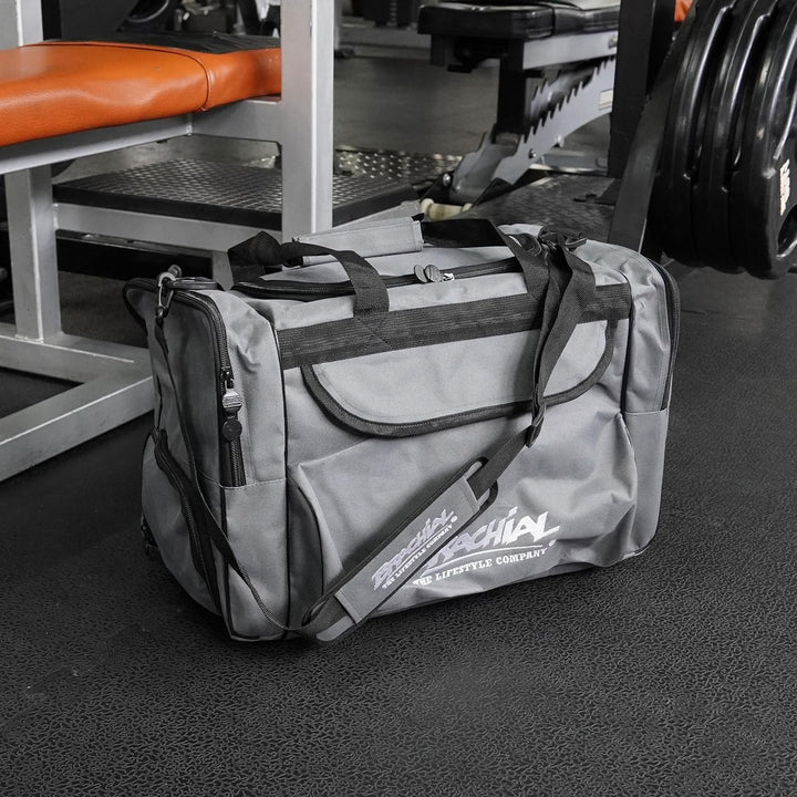 Brachial Premium Herren Sporttasche Heavy Grau Wasserabweisend mit Schuhfach und Trageriemen - Reise