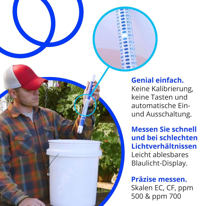 Bluelab Truncheon Nährstoffmessgerät, Digital Conductivity Tester in Wasser (EC, 500, ppm 700, CF, T