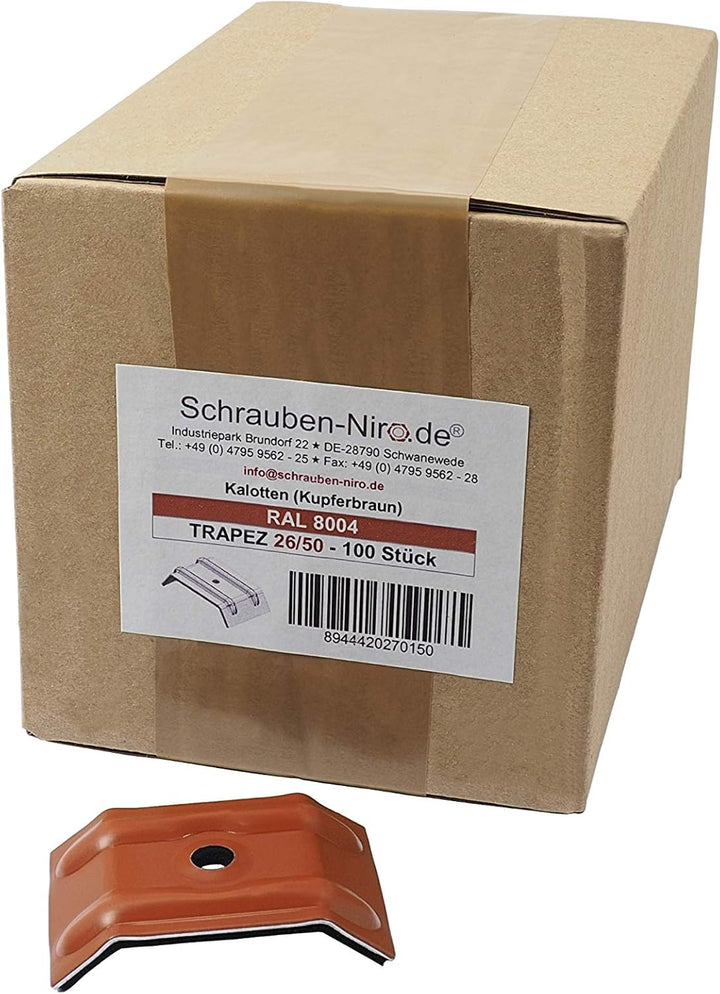 50 Stück Kalotten 33/48 Kupferbraun RAL 8004 für Trapezblech - 35/207 TP18 | Siegmetall S35/207 - M3