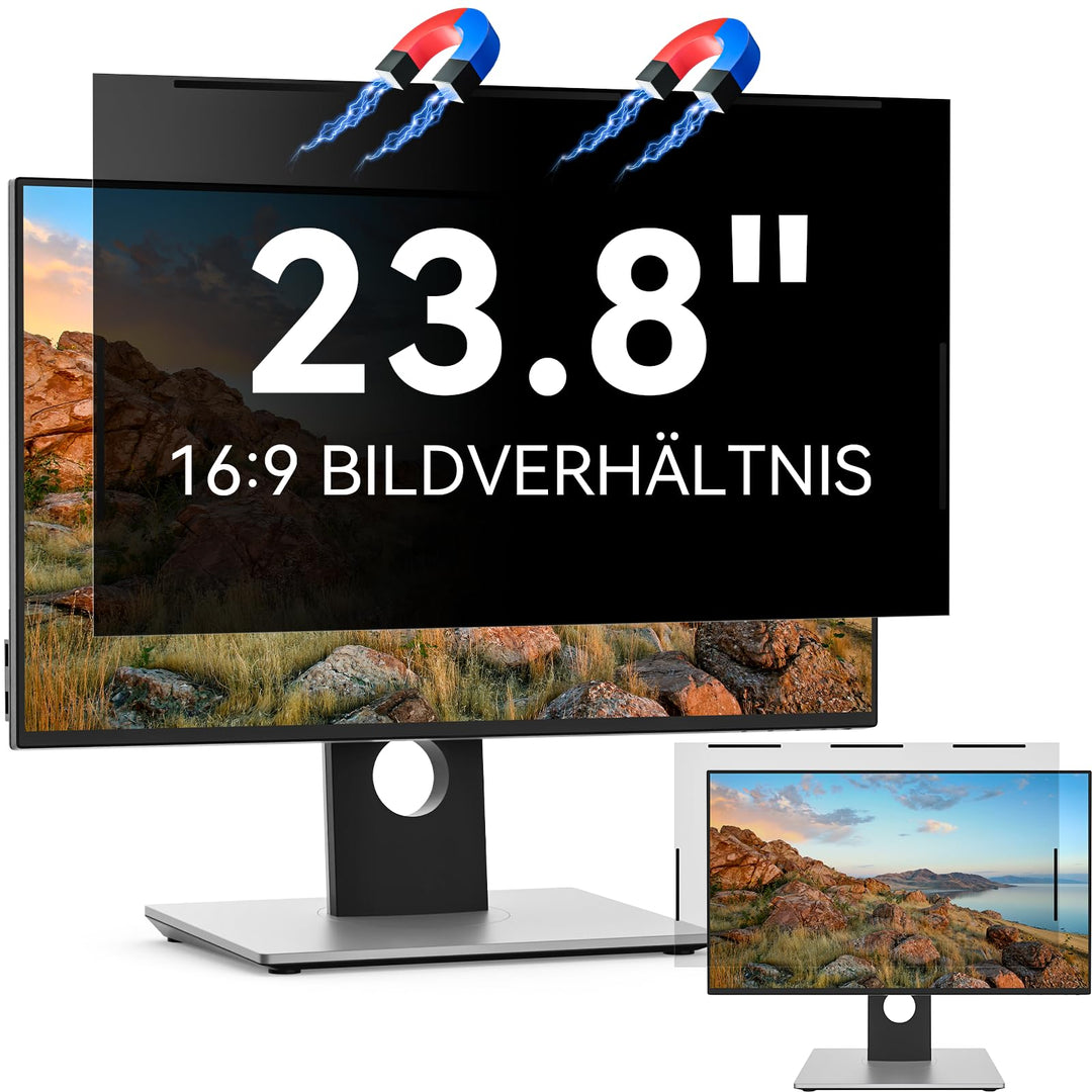Magnetischer Computer Sichtschutzfolie 23.8 Zoll 16:9, Anti Blaulicht Blendschutz Displayschutz, 23.
