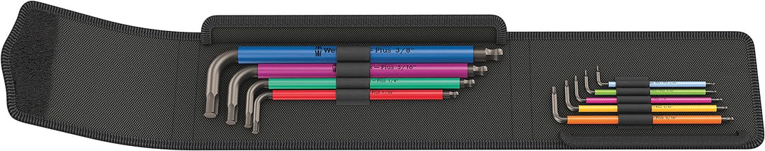 950 SPKL/9 SZ Multicolour Winkelschlüsselsatz, zöllig, BlackLaser, 9-teilig, Wera 05022639001
