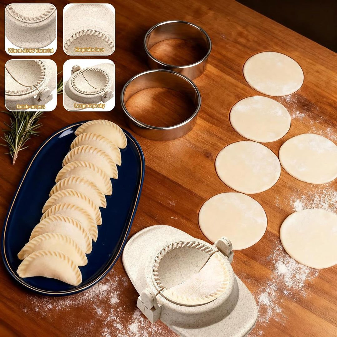 Dumpling Maker Set 8-teilig, 3 Grössen Ravioli- & Teigtaschenformer mit Teigschneider, Edelstahl Fül