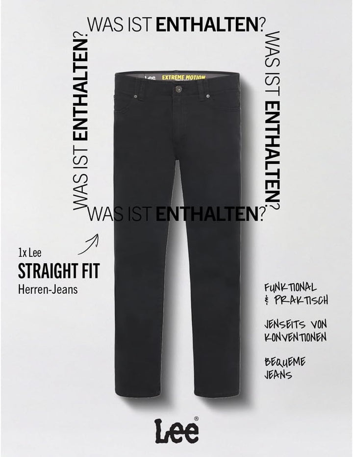 Lee Herren Straight Fit Xm Extreme Motion Jeans 32W / 32L Schwarz, 32W / 32L Schwarz