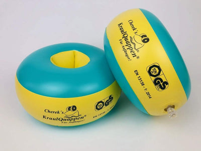 Cherek´s KraulQuappen® für Anfänger grün/gelb Schwimmflügel für Kinder Babys ab dem 8 Monat bis 30kg